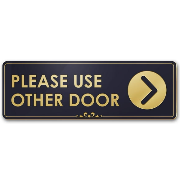 Please Use Other Door Left Arrow Laser Engraved Sign 3x9 .050 Brushed Silver Plastic Visual 52 Please Use Other Door Left Arrow Laser Engraved Sign 3x9 .050 Brushed Silver Plastic Visual 52